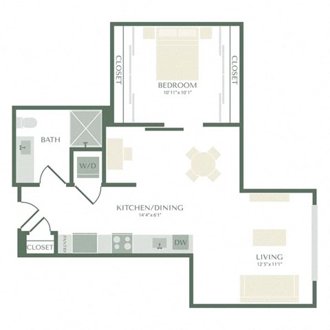 a floor plan of a living room and a bedroom